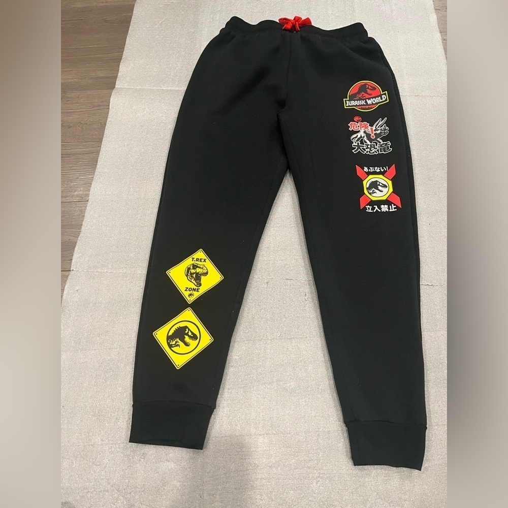 [M]Jurassic World Black Sweatpants Joggers-VGUC- Rare